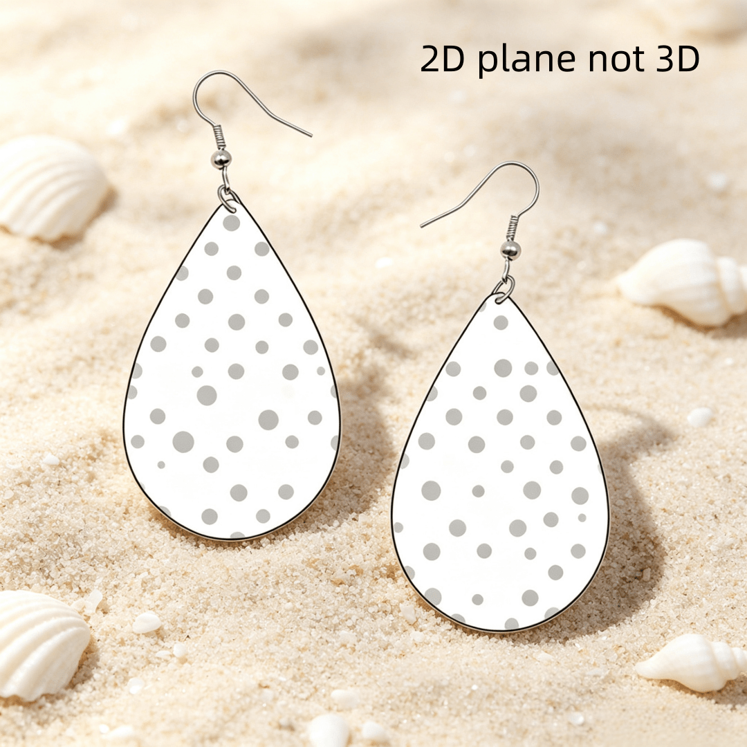 White and Gray Polka Dot Teardrop Earrings, Minimalist Dangles